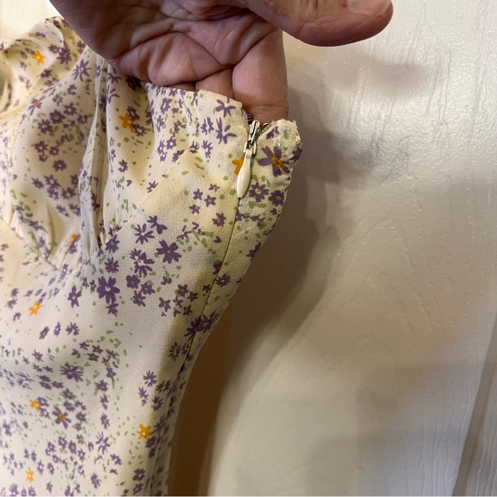 Cotton Candy LA Floral Milkmaid Mini Dress Whimsical Fairy Cottagecore Y2K - Picture 4 of 9
